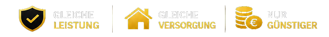 Gleiche Leistung · gleiche Versorgung · nur günstiger